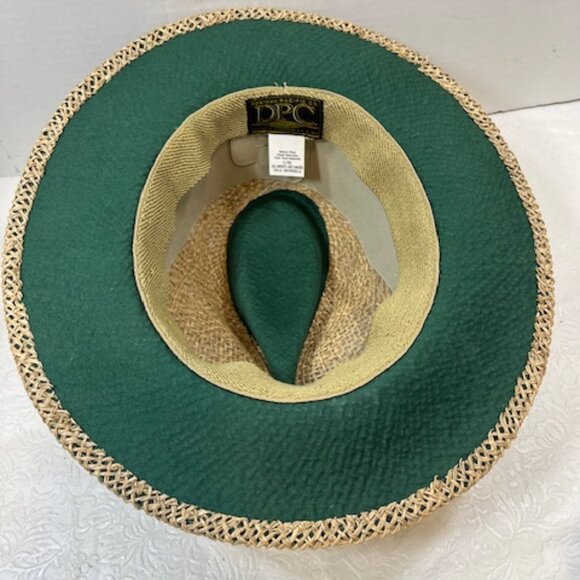 Dorfman Pacific Co Natural Fiber Straw Fedora Sun Hat w/Green Band - Picture 6 of 12